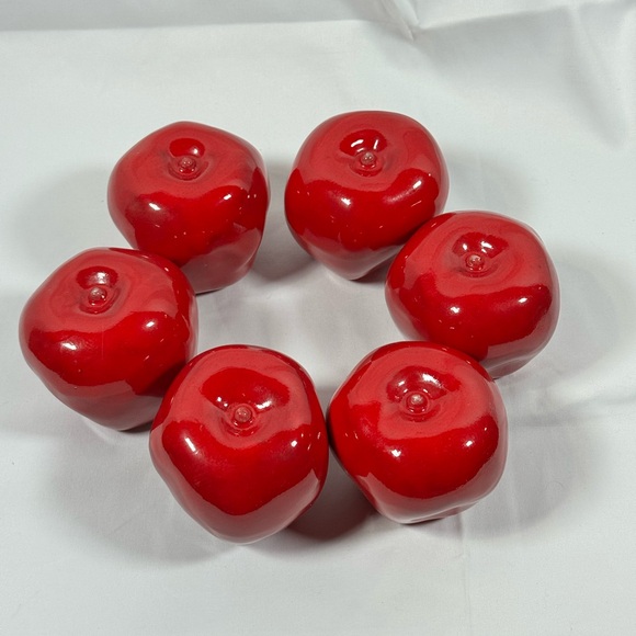 Glossy Red Decorative Apples Set - Picture 2 of 6